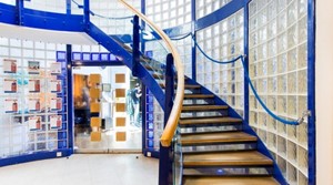 new stairway with glazed surround